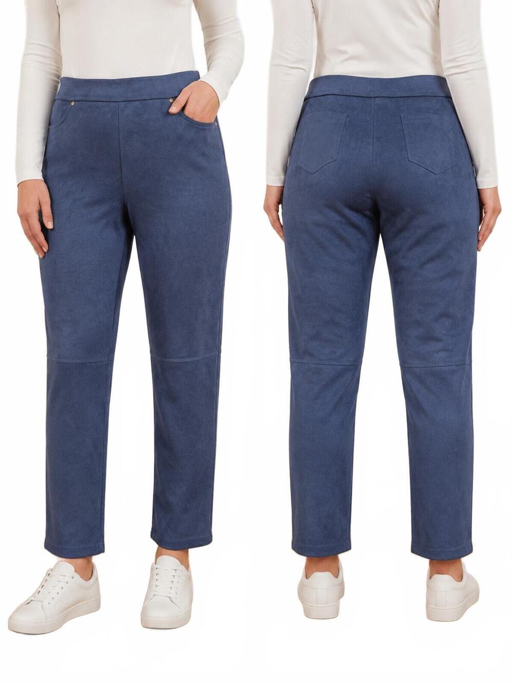 Marc New York Andrew Marc Faux Suede Pull-On Pants In A Versatile Blue-Gray Colo